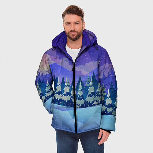 Мужская зимняя куртка Зимний лес / 3D-Черный – фото 3