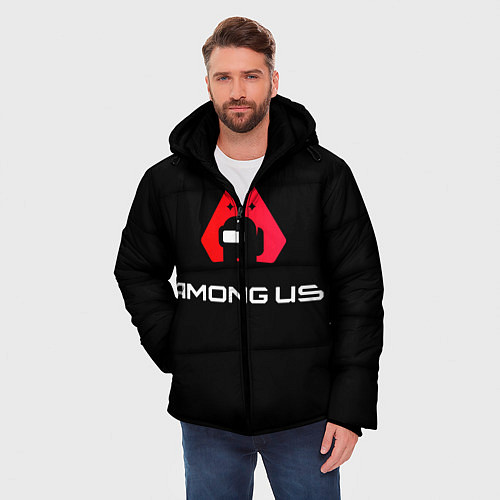 Мужская зимняя куртка Among Us Логотип / 3D-Черный – фото 3