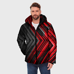 Куртка зимняя мужская Абстракция черно-красный свет, цвет: 3D-черный — фото 2