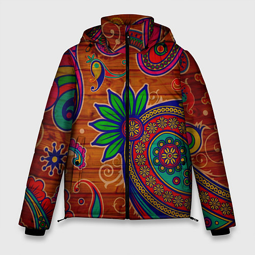 Мужская зимняя куртка Узоры текстура фон / 3D-Красный – фото 1
