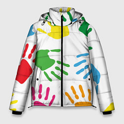 Мужская зимняя куртка Цветные ладошки - Детский узор