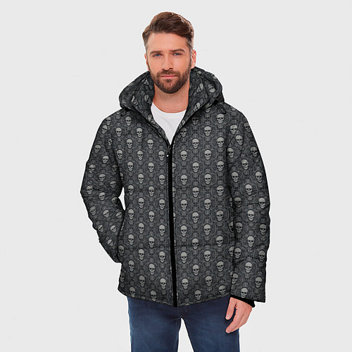 Мужская зимняя куртка Готический рисунок / 3D-Черный – фото 3