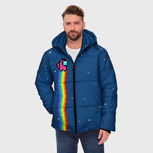 Мужская зимняя куртка AMONG US - NYAN CREWMATE / 3D-Черный – фото 3