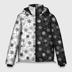 Куртка зимняя мужская Чёрно-Белые Снежинки, цвет: 3D-черный