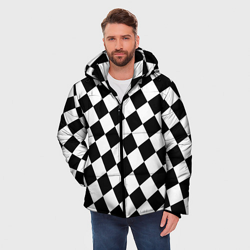 Мужская зимняя куртка Клетки / 3D-Светло-серый – фото 3