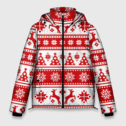 Куртка зимняя мужская Новый Год Олени и снежинки, цвет: 3D-светло-серый