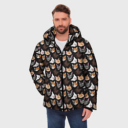 Куртка зимняя мужская Много котов, цвет: 3D-черный — фото 2