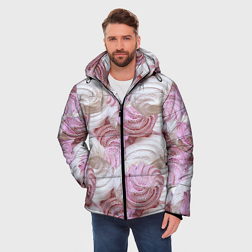 Мужская зимняя куртка Зефир белый и розовый / 3D-Черный – фото 3