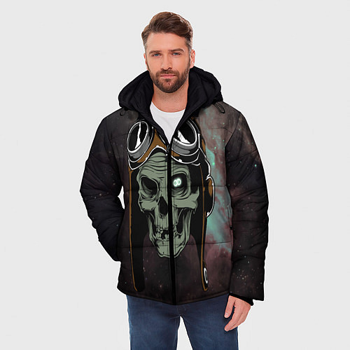 Мужская зимняя куртка Череп в космосе / 3D-Черный – фото 3