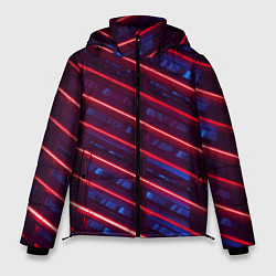 Куртка зимняя мужская Неоновые полосы, цвет: 3D-черный