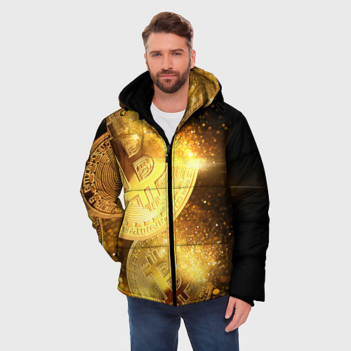 Мужская зимняя куртка БИТКОИН ЗОЛОТО BITCOIN GOLD / 3D-Черный – фото 3