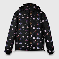 Куртка зимняя мужская Космический Паттерн, цвет: 3D-черный