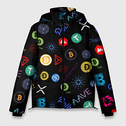 Куртка зимняя мужская BITCOIN PATTERN БИТКОИН Z, цвет: 3D-черный
