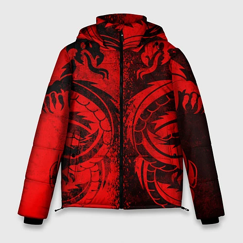Мужская зимняя куртка BLACK RED DRAGONS TATOO / 3D-Красный – фото 1