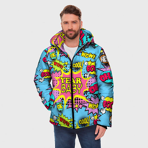 Мужская зимняя куртка Year baby Pop art print / 3D-Черный – фото 3