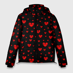 Куртка зимняя мужская Красные сердца, цвет: 3D-черный