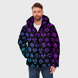 Куртка зимняя мужская GENSHIN IMPACT NEON, цвет: 3D-черный — фото 2
