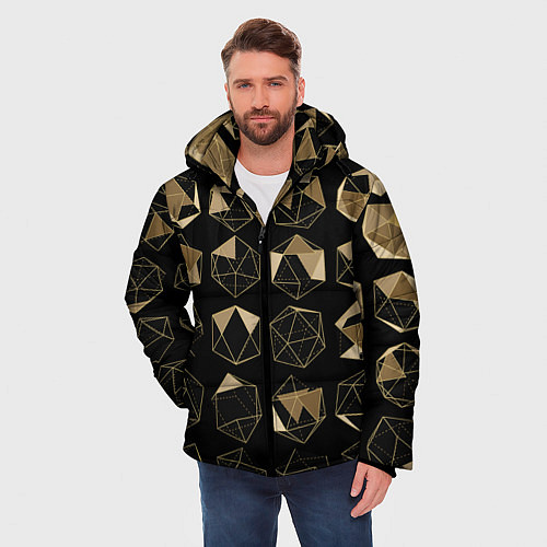 Мужская зимняя куртка Геометрические фигуры / 3D-Черный – фото 3