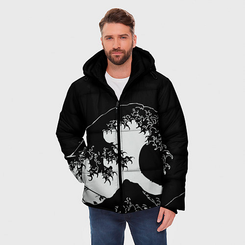 Мужская зимняя куртка Волна Канагава / 3D-Черный – фото 3