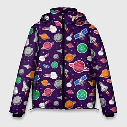 Куртка зимняя мужская Корабли, планеты и спутники, цвет: 3D-черный
