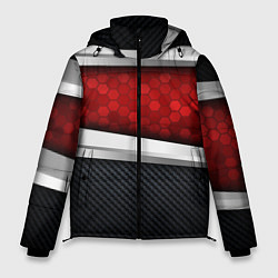 Мужская зимняя куртка 3D Красные соты металлические