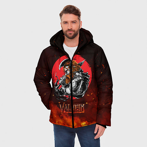 Мужская зимняя куртка Valheim огненный викинг / 3D-Черный – фото 3