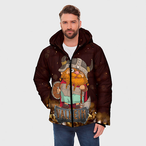 Мужская зимняя куртка Valheim мультяшный викинг / 3D-Черный – фото 3