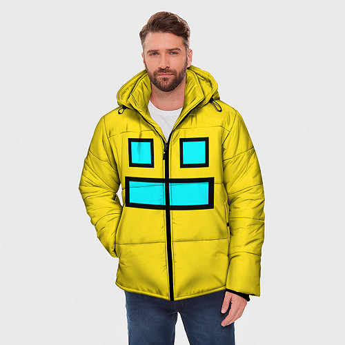 Мужская зимняя куртка Geometry Dash Smile / 3D-Черный – фото 3