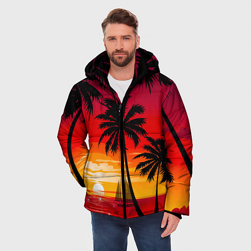 Мужская зимняя куртка Гавайский закат / 3D-Черный – фото 3