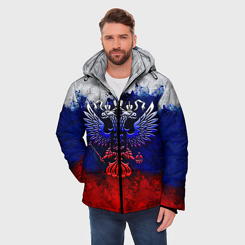 Мужская зимняя куртка Россия Russia Герб / 3D-Черный – фото 3