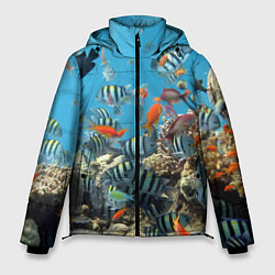 Куртка зимняя мужская Коралловые рыбки, цвет: 3D-черный