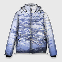 Куртка зимняя мужская Косяк рыбы, цвет: 3D-черный