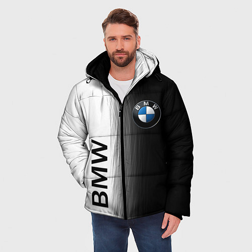 Мужская зимняя куртка Black and White BMW / 3D-Черный – фото 3