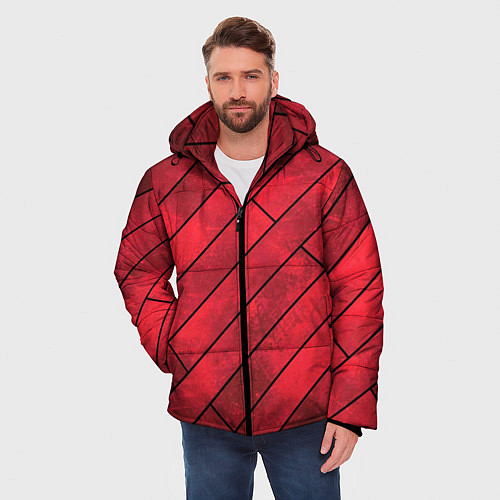 Мужская зимняя куртка Red Boards Texture / 3D-Черный – фото 3