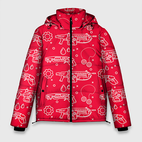 Мужская зимняя куртка Gears pattern / 3D-Красный – фото 1