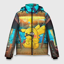 Куртка зимняя мужская Пикачу детектив, цвет: 3D-черный