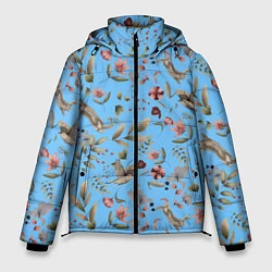 Куртка зимняя мужская Кролик и Синичка, цвет: 3D-черный