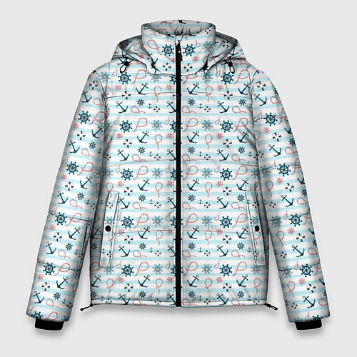Мужская зимняя куртка Морской фон / 3D-Светло-серый – фото 1