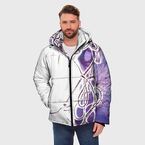 Мужская зимняя куртка Фиолетовые нити / 3D-Черный – фото 3