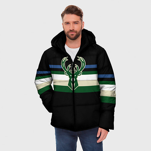 Мужская зимняя куртка Milwaukee Bucks форма Statement Edition / 3D-Черный – фото 3