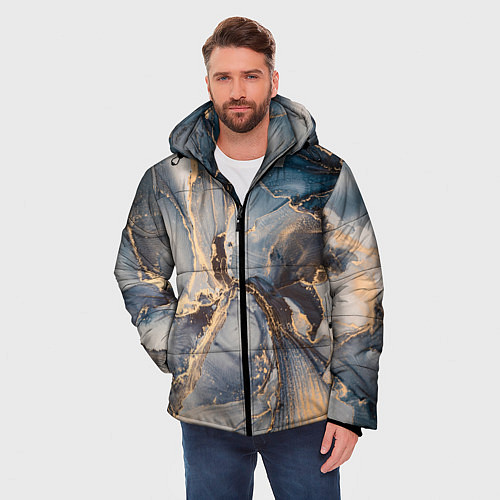 Мужская зимняя куртка Fluid art ink mix / 3D-Черный – фото 3