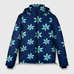 Куртка зимняя мужская Цветы Голубые, цвет: 3D-черный