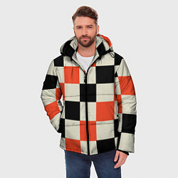 Куртка зимняя мужская Образец шахматной доски, цвет: 3D-черный — фото 2