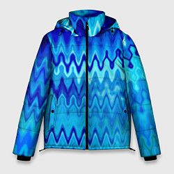Куртка зимняя мужская Синий-голубой абстрактный узор, цвет: 3D-черный