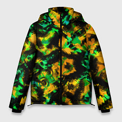 Мужская зимняя куртка Абстрактный желто-зеленый узор