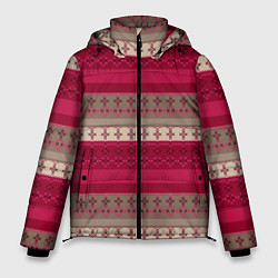 Куртка зимняя мужская Полосатый вышитый орнамент, цвет: 3D-черный