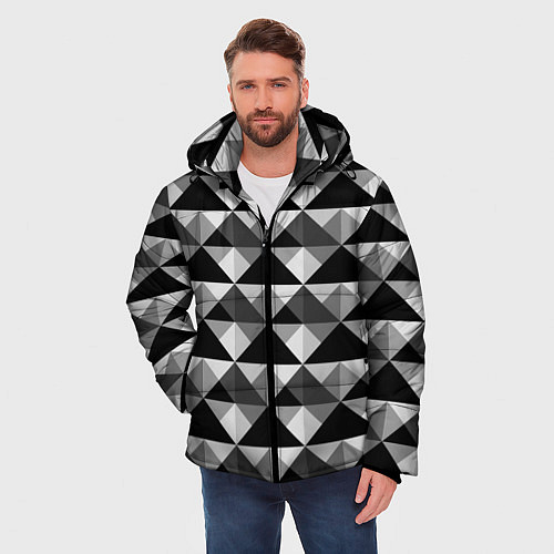 Мужская зимняя куртка Современный геометрический / 3D-Черный – фото 3