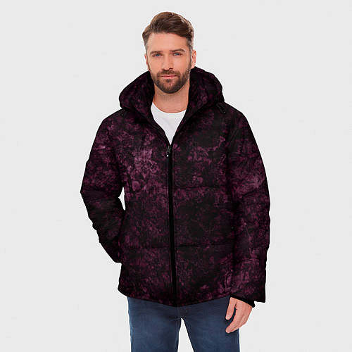 Мужская зимняя куртка Мраморная текстура камня / 3D-Красный – фото 3