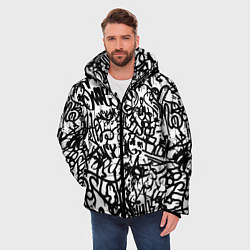 Куртка зимняя мужская Graffiti black on white, цвет: 3D-черный — фото 2