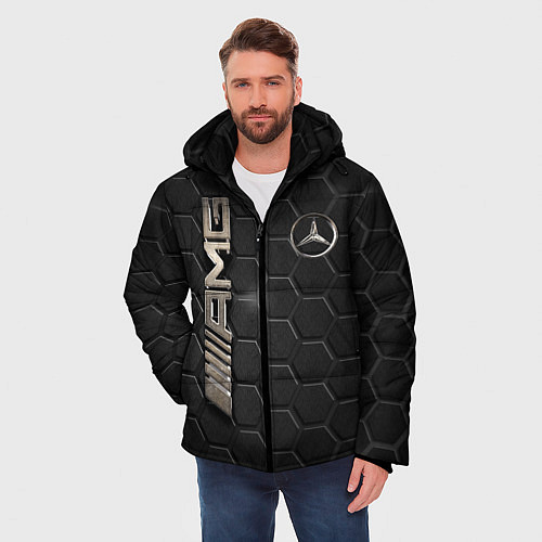Мужская зимняя куртка MERCEDES LOGO BRONZE / 3D-Светло-серый – фото 3